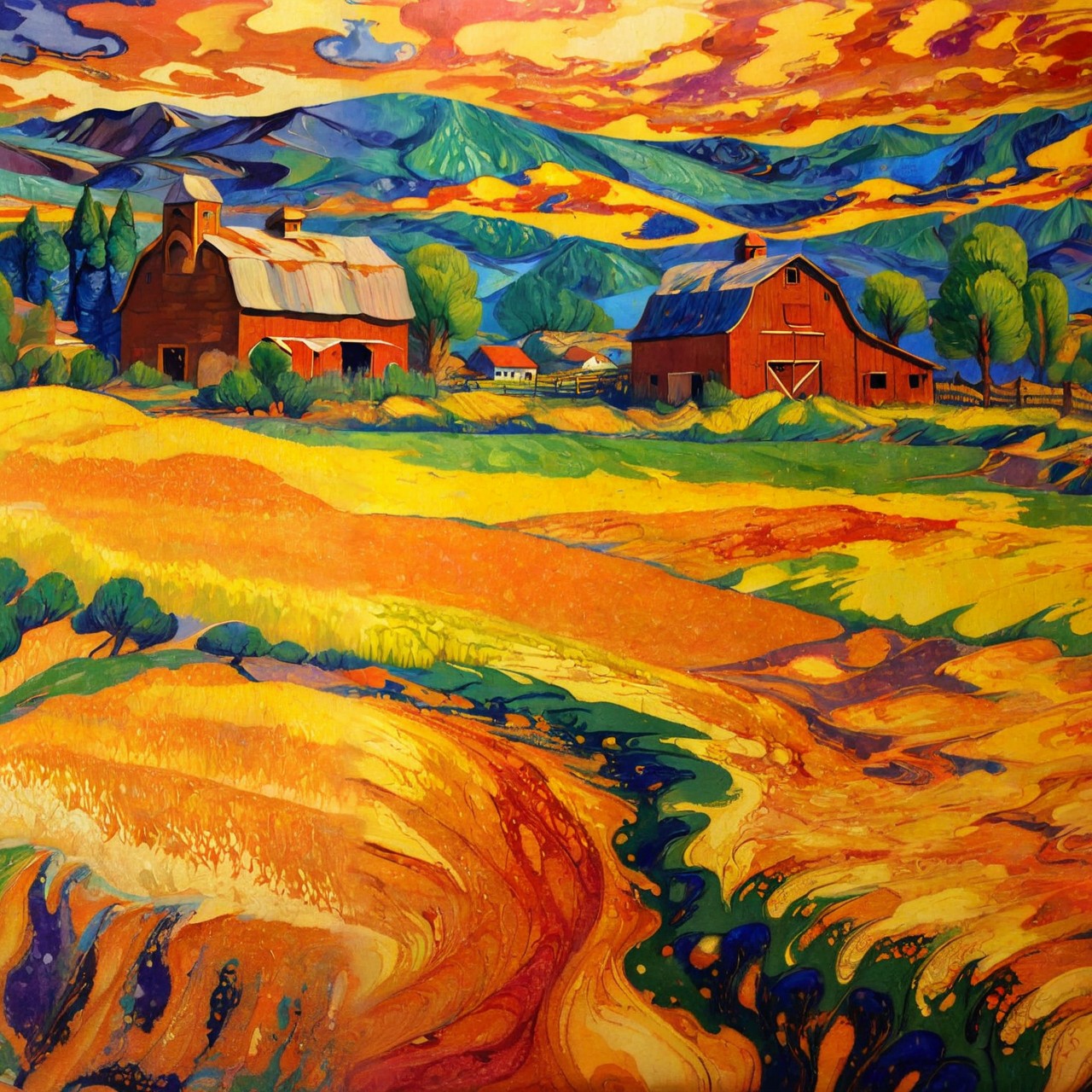 20240119_052259 (xlomrblng_0.8) Fauvism, magnificent spring farming landscape, barn, (gold-tinted_0.5), very detailed, intricate, (flames_1.21) 671257490 c=7 50 0.7 DPM++ 2M Karras crystalClearXL_ccxl.jpg